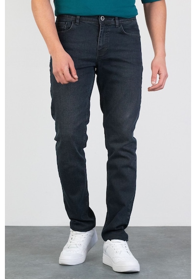 HLT Jeans Erkek Füme Antrasit Taşlamalı Slim Fit Likralı Jean Kot Pantolon James