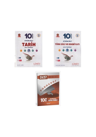 2027 Limit 10. Sınıf Etkinlikli Tarih + Edebiyat Türk Dili Ve Edebiyatı Soru + Anla Kazan Paragraf Deneme 3'lü Set