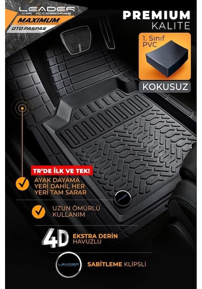 Mitsubishi Colt 4d Havuzlu Oto Paspas Leader Serisi Kesilebilir Model Gri
