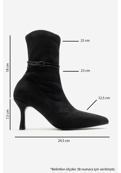 Luvi Shoes Andora Siyah Süet Kadın Topuklu Bot