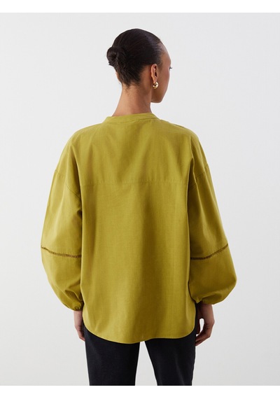 Lcwaıkıkı Classic Yeşil Kaçık Yaka Oversize Kadın Bluz