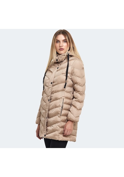 Slazenger GWEN Kadın Kapüşonlu Şişme Vizon Mont & Kaban