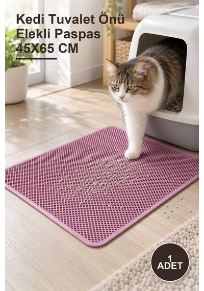 1 Adet Kedi Tuvalet Önü Elekli Paspas 45x65 Cm