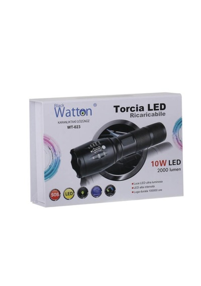 Watton Wt-023 En Güçlü Şarjlı El Fener Siyah