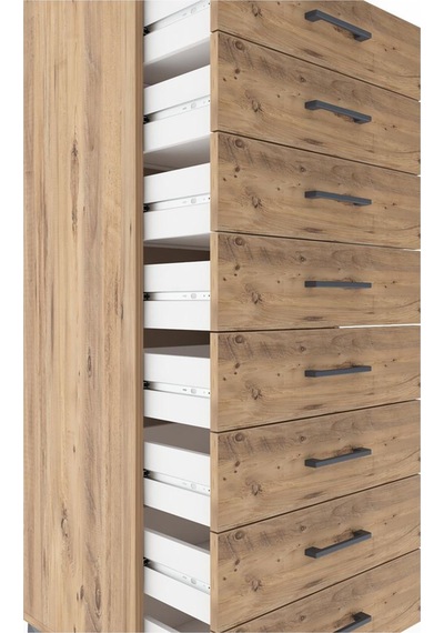 Hyperion Dolap Tek Raflı 8 Çekmeceli 60x44x182 Çam-çam Çam