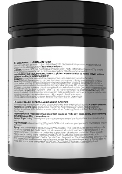 Glutamine Vişne Aromalı - 420 Gr - 60 Servis Amino Asit Glutamin