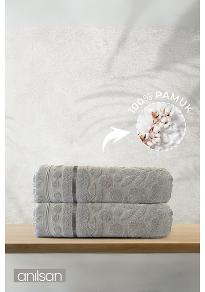 2'li Ela Banyo Havlusu - 70x140 Cm, 570gr, %100 Pamuk, Spa Ve Otel Havlusu, Günlük Kullanıma Uygun Gri