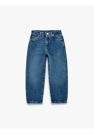 Koton Loose Fit İndigo Kız Çocuk Jean Pantolon 7wkg40025ad