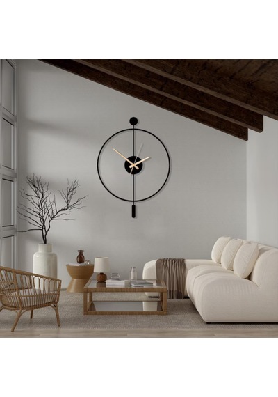 Minimalist Çelik Duvar Saati 49x38cm Sessiz Quartz Mekanizma Altın