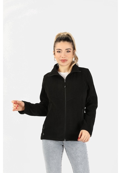Kadın Balıkçı Fermuarlı Sweatshirt Siyah