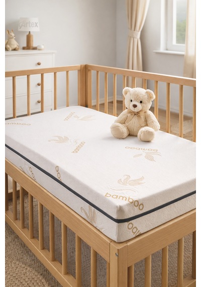 10cm Süngerli Bebek Çocuk Beşik Yatağı Bambu 70x110 Yıkanabilir Kılıflı Park Yatak Oyun Parkı 70 x 110 CM