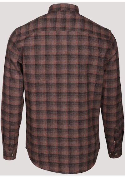 Erkek Gömlek Kiremit Uzun Kol Ekose Kareli Flanel Yün Tuşeli Slim Fit Düğmeli Yaka Shirt Ncs Jeans 7266-kiremit Kiremit