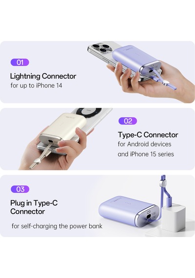 Powersack Pd 22.5w 10000 Mah. 3 İn 1 Type-c Lightning Power Bank Siyah