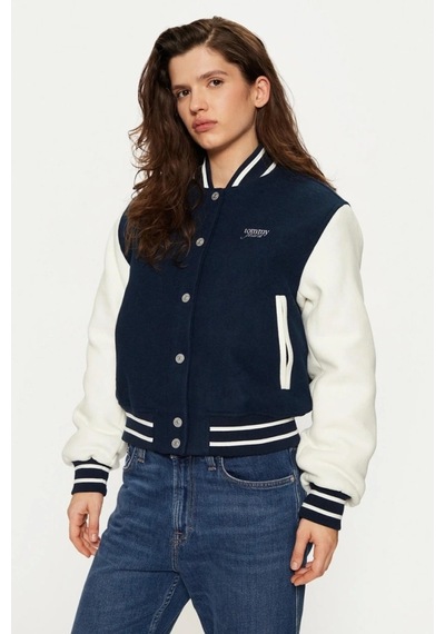 Tommy Hilfiger Tommy Jeans Kadın Lacivert Regular Fit Bomber Ceket Çok Renkli