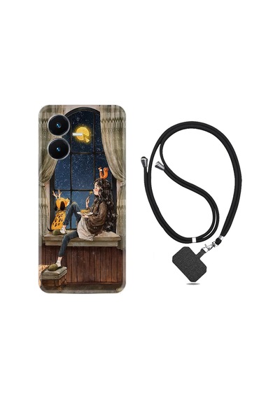 Vivo Y22S Kılıf İpli Boyun Askılı Desenli Silikon Ananas Camera Glass 1358