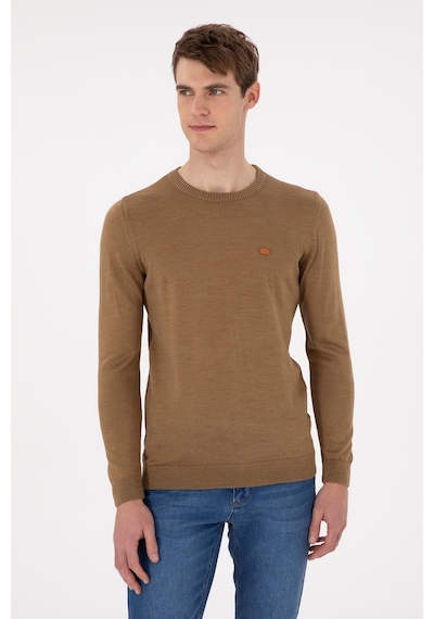 U.S. Polo Assn. Erkek Slim Fit Bisiklet Yaka Haki Melanj Kazak 50297040-VR125