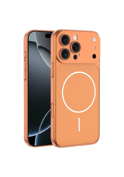 Zore Apple iPhone Uyumlu 14 Pro Max Kılıf Omsy M-safe Şarj Özellikli Kamera Korumalı Spark Kapak - Turuncu