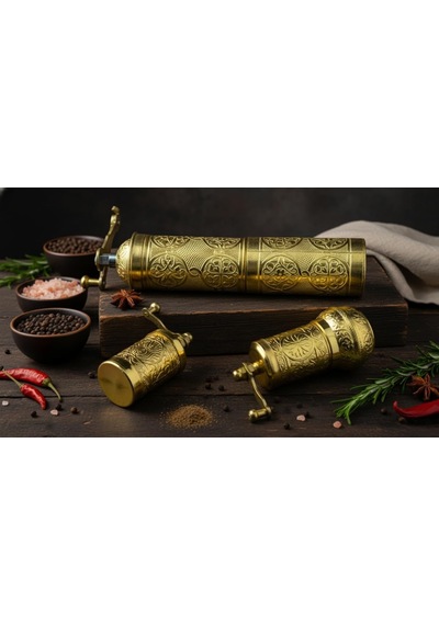 Ludıa Zamak Metal Altın Renk 3 Lü Set Karabiber,kahve,çörek Otu El Değirmeni Öğütücü Grinder S2 Genel