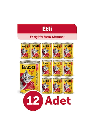Bado Yetişkin Yaş Kedi Maması Etli Biftekli 400gr 12'li