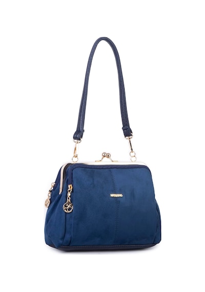 Nas Bag Burslu Klipsli Vintage Omuz Ve Çapraz Çanta 23x20 Cm Ebatlarındadır Lacivert Süet Laci