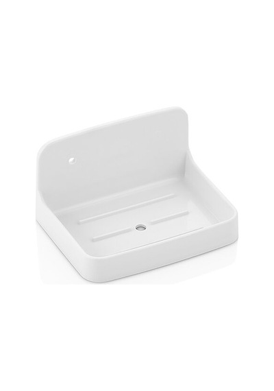 Qlux L-00645 Zen Katı Sabunluk - Beyaz Sert Plastik, Yapışkanlı Duvara Monte