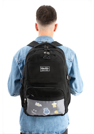Ventis Qualty Okul Çantası Su Geçirmez Klinkır Kumaş Unisex Sırt Çantası Model 7d Siyah
