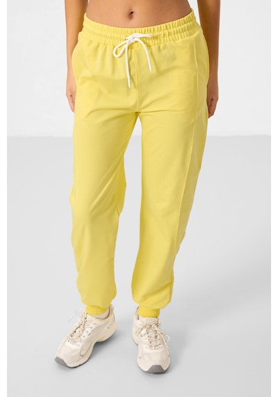 Limon O Yaka Basic Oversize Kadın Eşofman Tunik Takım - 95347 Sarı