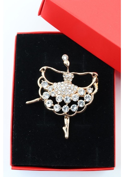 Balerin Broş. Pırlanta Taşlı Tasarım Balerin Broş. Yaka İğnesi Balerin Broş. Kadın Broş. Broş. Gold