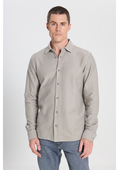 Wrangler Regular Fit Normal Kesim Pamuk Taş Rengi Gömlek W242585013 Taş