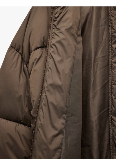 Koton Uzun Kollu Fermuarlı Kapüşonlu Anorak Oversize Şişme Mont Antrasit 6wak00157ew