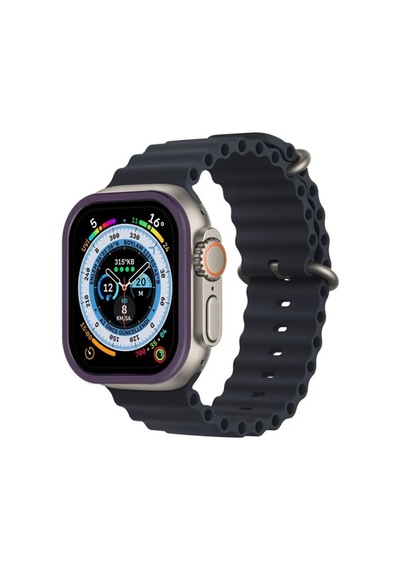 Jenerik Apple Watch Ultra 49mm Alüminyum Kasa Cam Ekran Koruyucu - Mor