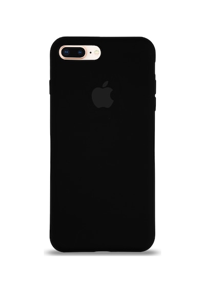 Apple Uyumlu iPhone 8 Plus Logolu Silikon Kılıf Altı Kapalı İçi Kadife Lansman Arka Kapak
