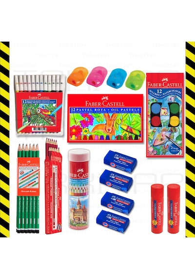 Faber Castell 16 Parça Set Okul Kırtasiye Boya Kalem Silgi Açacak N11.54133