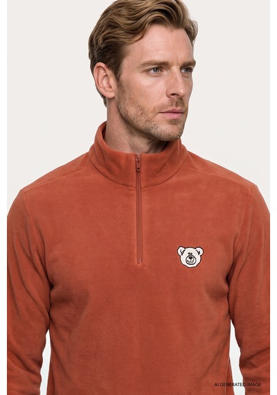 Ac&Co / Altınyıldız Classics Erkek Acıkahve Anti-pilling Tüylenme Yapmayan Soğuk Geçirmez Standart Fit Bato Yaka Sweatshirt Polar
