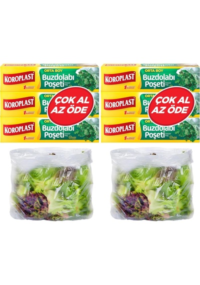 3'lü Çok Al Az Öde Orta Boy 60'lı Buzdolabı Poşeti 3 X 20 Adet 2li Paket