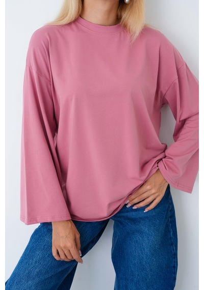 Herkesemoda Kadın Tesettüre Uygun Geniş Kollu Body Gülkurusu