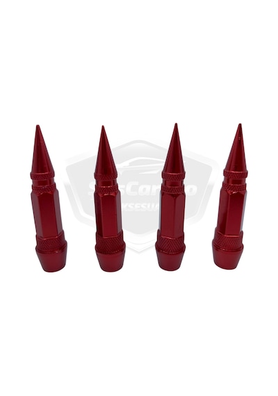 ŞüsCarOto Sivri Sibop Kapağı Mermi Sibop Kapağı Araba Motosiklet Bisiklet Metal 4 lü Set Kırmızı (00)