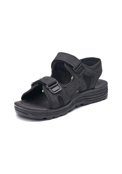 Günlük Unisex Kalın Anatomik Taban Cırtlı Ayarlanabilir Plaj Havuz Deniz Sandalet 037-337-183 Eski Siyah