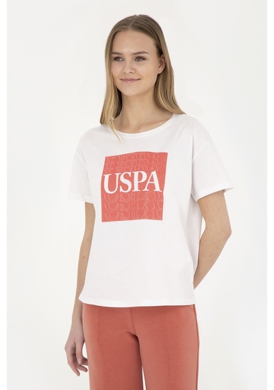 U.S. Polo Assn. Kadın Ekru Bisiklet Yaka Tişört 50282904-VR019