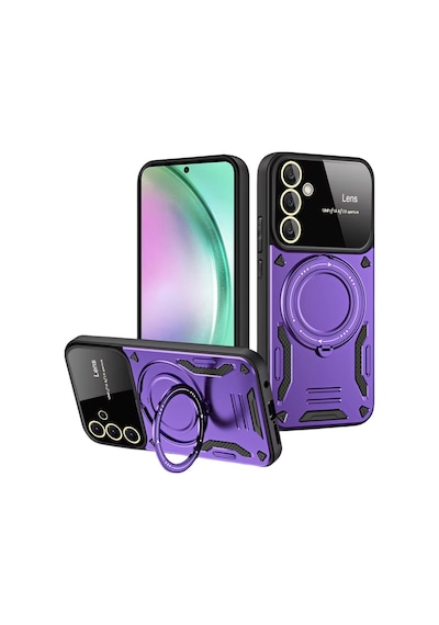 Samsung Galaxy S24 Fe Uyumlu Kılıf Joy Lens Standlı Kapak - Mor