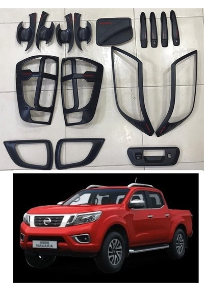 Autogp Nissan Navara Kaplama Seti Siyah Full 2016+ Kapı Kolu Far Stop Çerçeve Np300