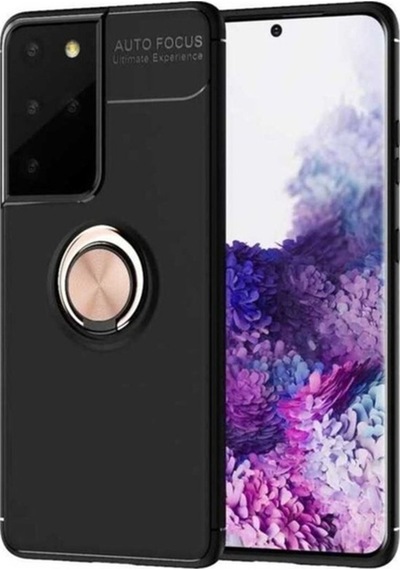 Samsung Uyumlu Galaxy S21 Ultra Kılıf Zore Ravel Silikon Kapak Siyah-Rose Gold