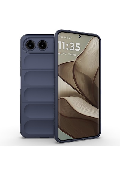 Tecno Spark 40 5g Kılıf Darbe Emici Esnek Tpu Oyuklu Arka Yüzey Tasarımlı Etnik Silikon Kapak Lacivert