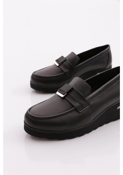 Dgn 691 Kadın Loafer Ayakkabı Siyah Napa