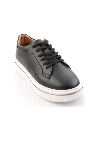 Siyah Hakiki Deri Erkek Sneaker E01595142043 Siyah