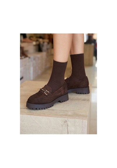 Punto Ac572512 Süet Loafer Tokalı Günlük Kadın Ayakkabı Kahverengi