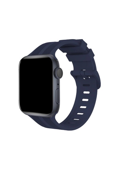 Apple Watch Uyumlu38mm Kr408 Çizgili Silikon Kordon Saat Değildir - Lacivert