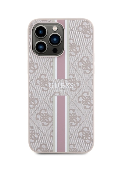 Apple Uyumlu iPhone 15 Pro Max Kılıf Guess Lisanslı Magsafe Şarj Özellikli 4g Şerit Tasarımlı Printed Kapak Pembe