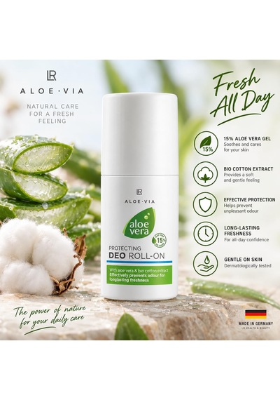 Aloe Vıa Alkolsüz Deo Roll-on, %15 Aloe Vera Jel Ve Organik Pamuk Ekstreli, Hassas Ciltler İçin, 50 Ml