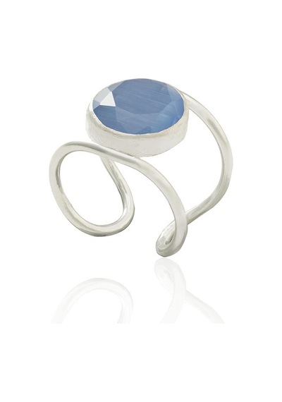 Kadir Jewellery 925 Ayar Gümüş Kaplama Zirkon Taşlı Kadın Minimal Yüzük Mavi